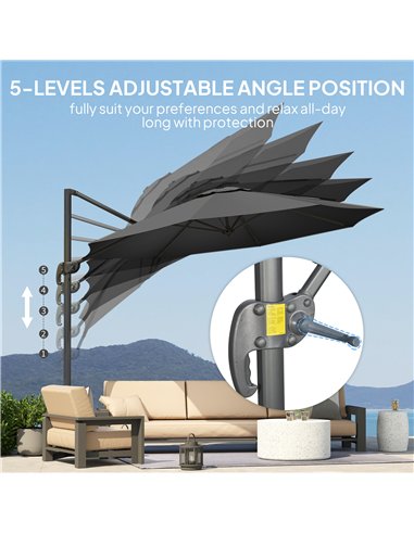 Outsunny 3 x 3m Overhanging Cantilever Parasol - Black
