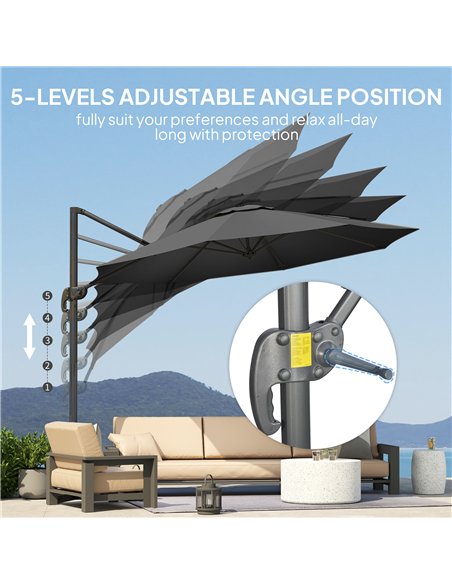Outsunny 3 x 3m Overhanging Cantilever Parasol - Black - pic 188729 | FastDaddyshop
