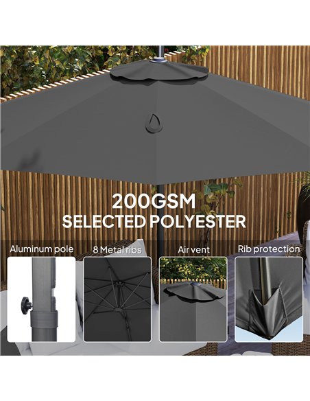 Outsunny 3 x 3m Overhanging Cantilever Parasol - Black - pic 188731 | FastDaddyshop