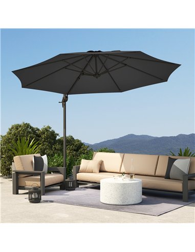 Outsunny 3 x 3m Overhanging Cantilever Parasol - Black