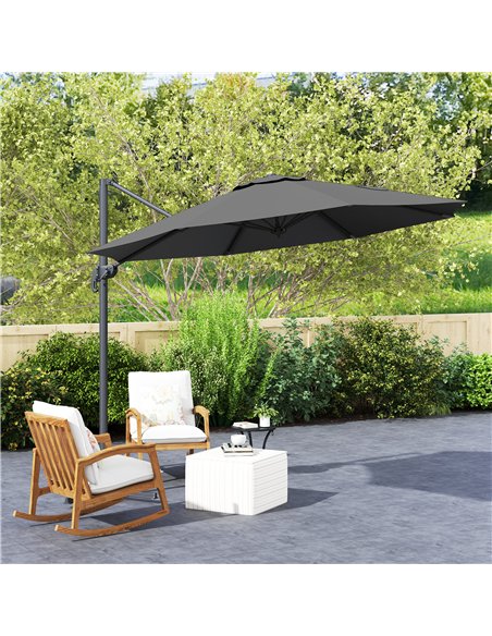 Outsunny 3 x 3m Overhanging Cantilever Parasol - Black - pic 188733 | FastDaddyshop