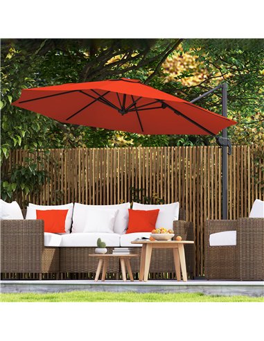 Outsunny Five-Position Overhanging Parasol - Orange