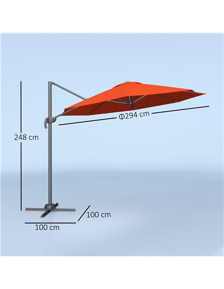 Outsunny Five-Position Overhanging Parasol - Orange - pic 188736 | FastDaddyshop
