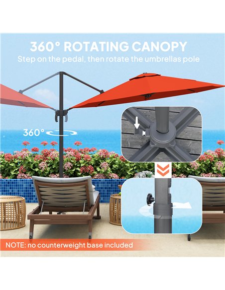 Outsunny Five-Position Overhanging Parasol - Orange - pic 188737 | FastDaddyshop