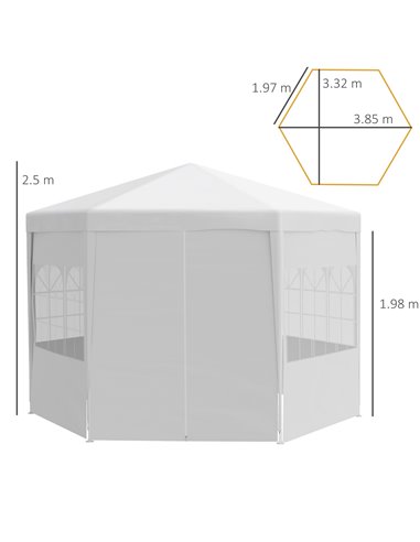 Outsunny 3.4m Gazebo with 6 Removable Side Walls, Windows and Doors, White