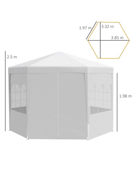 Outsunny 3.4m Gazebo with 6 Removable Side Walls, Windows and Doors, White - pic 18874 | FastDaddyshop