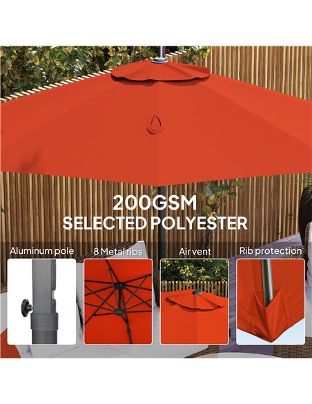 Outsunny Five-Position Overhanging Parasol - Orange - pic 188740 | FastDaddyshop
