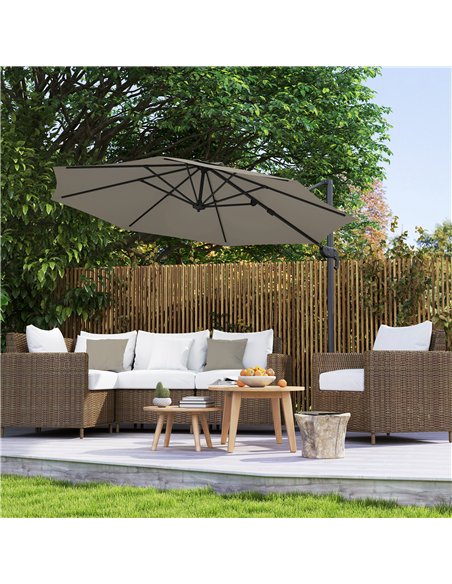 Outsunny 3 m Five-Angle Cantilever Parasol - Light Grey - pic 188744 | FastDaddyshop
