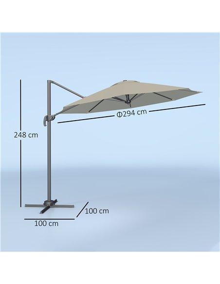 Outsunny 3 m Five-Angle Cantilever Parasol - Light Grey - pic 188745 | FastDaddyshop