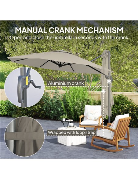 Outsunny 3 m Five-Angle Cantilever Parasol - Light Grey - pic 188748 | FastDaddyshop