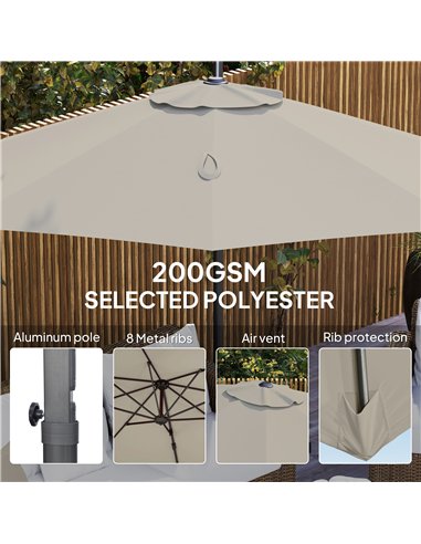 Outsunny 3 m Five-Angle Cantilever Parasol - Light Grey