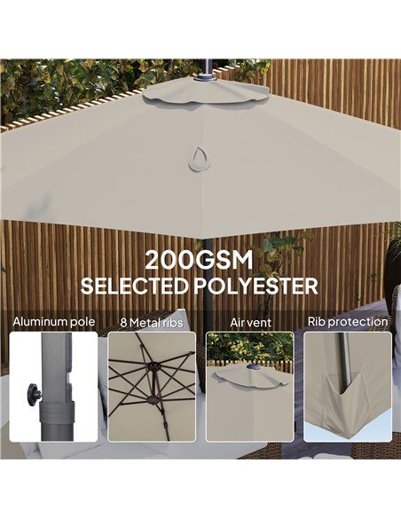 Outsunny 3 m Five-Angle Cantilever Parasol - Light Grey - pic 188749 | FastDaddyshop