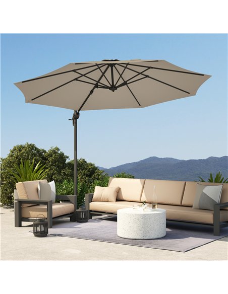 Outsunny 3 m Five-Angle Cantilever Parasol - Light Grey - pic 188750 | FastDaddyshop