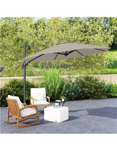Outsunny 3 m Five-Angle Cantilever Parasol - Light Grey