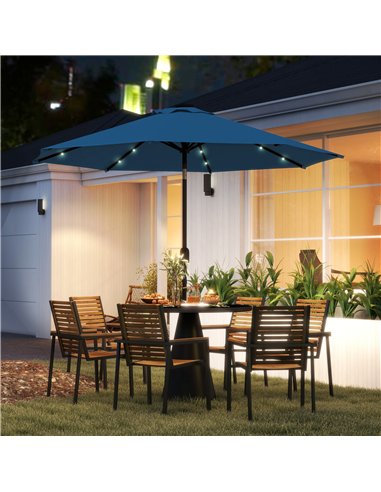 Outsunny 2.7m LED Light Parasol Umbrella - Blue