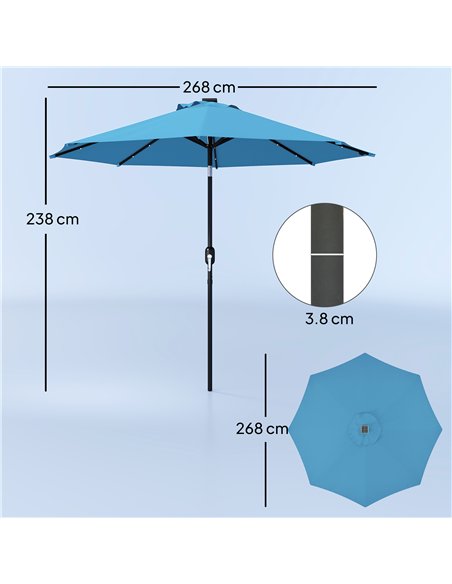 Outsunny 2.7m LED Light Parasol Umbrella - Blue - pic 188754 | FastDaddyshop