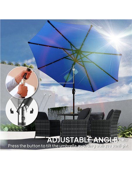 Outsunny 2.7m LED Light Parasol Umbrella - Blue - pic 188756 | FastDaddyshop