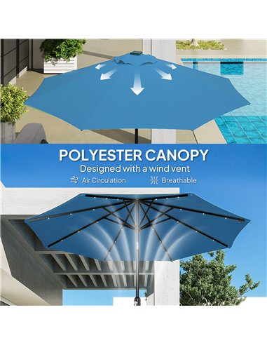 Outsunny 2.7m LED Light Parasol Umbrella - Blue