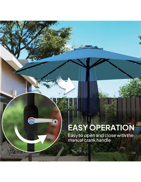 Outsunny 2.7m LED Light Parasol Umbrella - Blue - pic 188758 | FastDaddyshop