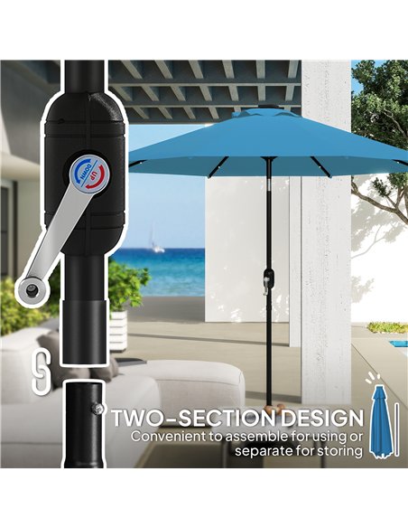 Outsunny 2.7m LED Light Parasol Umbrella - Blue - pic 188759 | FastDaddyshop