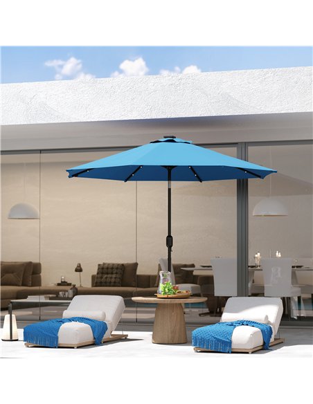 Outsunny 2.7m LED Light Parasol Umbrella - Blue - pic 188760 | FastDaddyshop