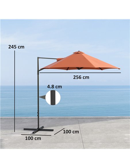 Outsunny 2.5m Rotating Cantilever Parasol - Orange - pic 188763 | FastDaddyshop