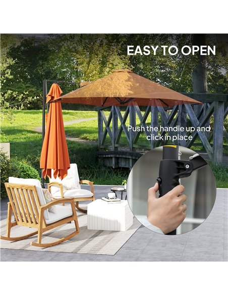 Outsunny 2.5m Rotating Cantilever Parasol - Orange - pic 188764 | FastDaddyshop