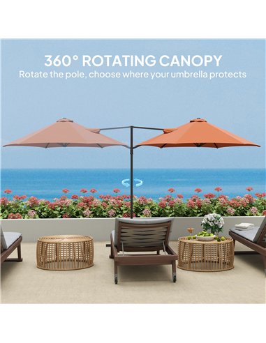 Outsunny 2.5m Rotating Cantilever Parasol - Orange