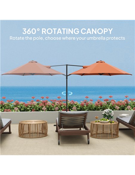 Outsunny 2.5m Rotating Cantilever Parasol - Orange - pic 188765 | FastDaddyshop