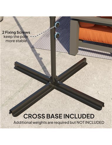 Outsunny 2.5m Rotating Cantilever Parasol - Orange
