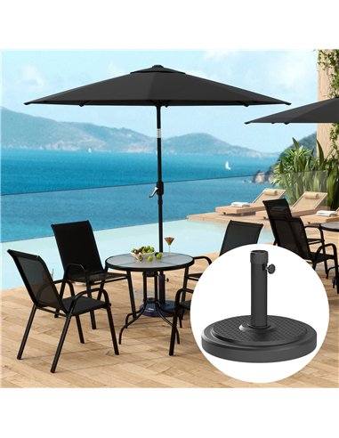Outsunny 22kg Garden Parasol Base, Round HDPE Sun Umbrella Base, Heavy Duty Outdoor Umbrella Stand for 38mm or 48mm Outdoor Umbr