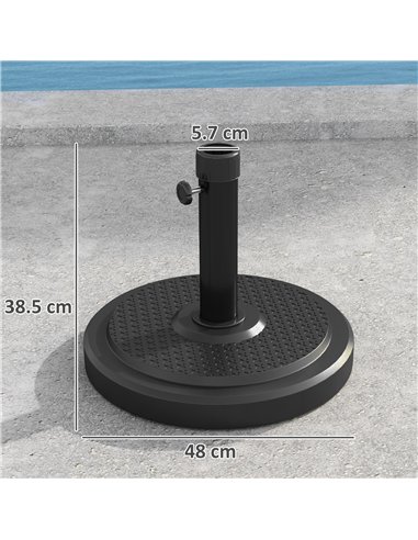 Outsunny 22kg Garden Parasol Base, Round HDPE Sun Umbrella Base, Heavy Duty Outdoor Umbrella Stand for 38mm or 48mm Outdoor Umbr