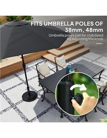 Outsunny 22kg Garden Parasol Base, Round HDPE Sun Umbrella Base, Heavy Duty Outdoor Umbrella Stand for 38mm or 48mm Outdoor Umbr - pic 188782 | FastDaddyshop