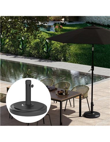 Outsunny 22kg Garden Parasol Base, Round HDPE Sun Umbrella Base, Heavy Duty Outdoor Umbrella Stand for 38mm or 48mm Outdoor Umbr