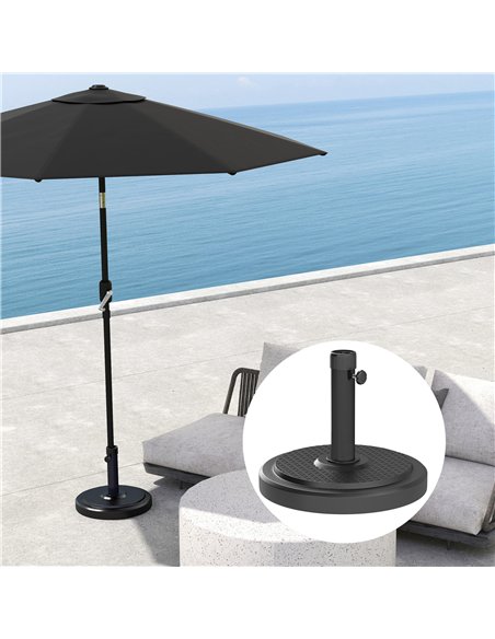 Outsunny 22kg Garden Parasol Base, Round HDPE Sun Umbrella Base, Heavy Duty Outdoor Umbrella Stand for 38mm or 48mm Outdoor Umbr - pic 188786 | FastDaddyshop