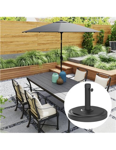 Outsunny 22kg Garden Parasol Base, Round HDPE Sun Umbrella Base, Heavy Duty Outdoor Umbrella Stand for 38mm or 48mm Outdoor Umbr