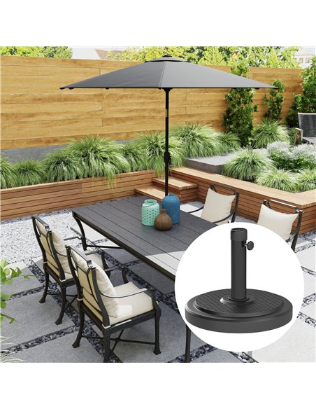 Outsunny 22kg Garden Parasol Base, Round HDPE Sun Umbrella Base, Heavy Duty Outdoor Umbrella Stand for 38mm or 48mm Outdoor Umbr - pic 188787 | FastDaddyshop