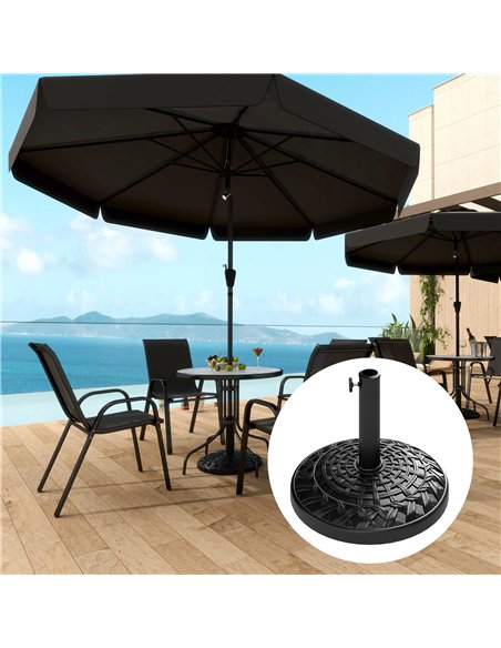 Outsunny 12kg Garden Parasol Base, Round Resin Garden Umbrella Base, Heavy Duty Parasol Stand for 38mm or 48mm Outdoor Umbrella  - pic 188789 | FastDaddyshop