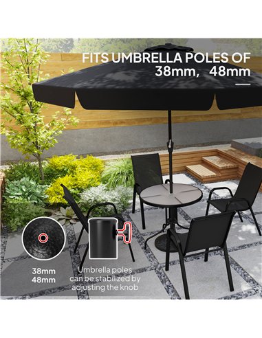 Outsunny 12kg Garden Parasol Base, Round Resin Garden Umbrella Base, Heavy Duty Parasol Stand for 38mm or 48mm Outdoor Umbrella 