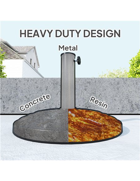 Outsunny 12kg Garden Parasol Base, Round Resin Garden Umbrella Base, Heavy Duty Parasol Stand for 38mm or 48mm Outdoor Umbrella  - pic 188792 | FastDaddyshop
