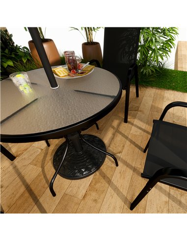 Outsunny 12kg Garden Parasol Base, Round Resin Garden Umbrella Base, Heavy Duty Parasol Stand for 38mm or 48mm Outdoor Umbrella 