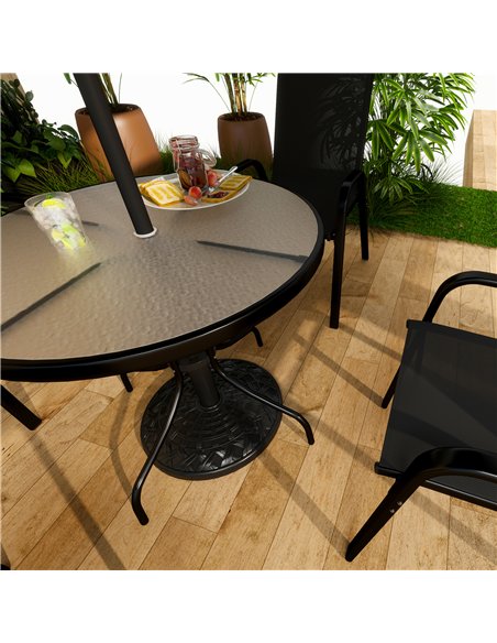 Outsunny 12kg Garden Parasol Base, Round Resin Garden Umbrella Base, Heavy Duty Parasol Stand for 38mm or 48mm Outdoor Umbrella  - pic 188794 | FastDaddyshop