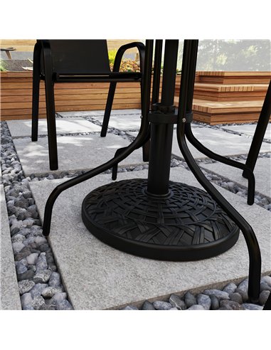 Outsunny 12kg Garden Parasol Base, Round Resin Garden Umbrella Base, Heavy Duty Parasol Stand for 38mm or 48mm Outdoor Umbrella 