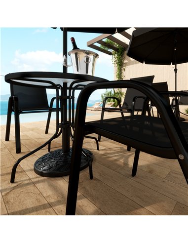 Outsunny 12kg Garden Parasol Base, Round Resin Garden Umbrella Base, Heavy Duty Parasol Stand for 38mm or 48mm Outdoor Umbrella 