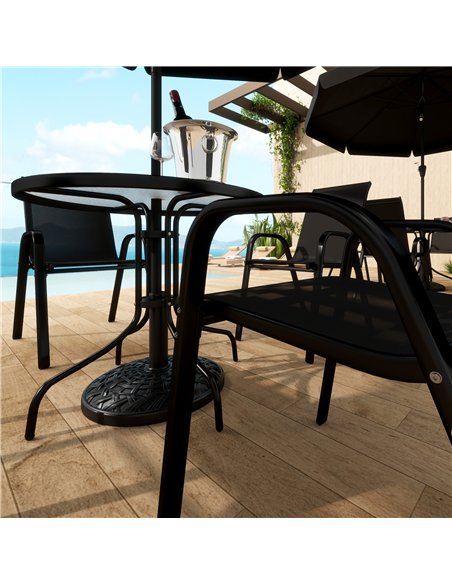 Outsunny 12kg Garden Parasol Base, Round Resin Garden Umbrella Base, Heavy Duty Parasol Stand for 38mm or 48mm Outdoor Umbrella  - pic 188796 | FastDaddyshop