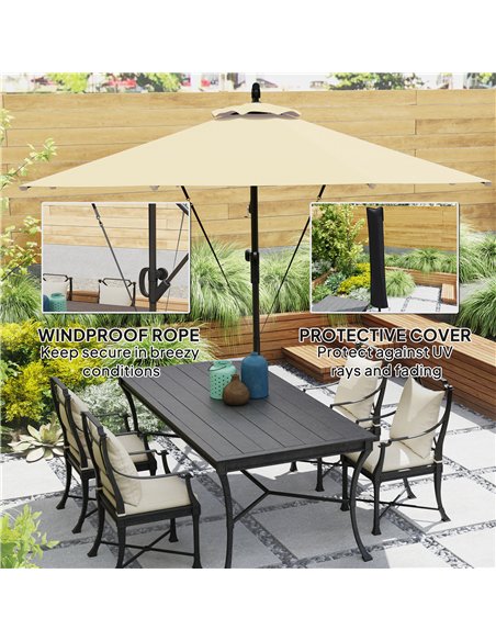 Outsunny 3(m) Garden Cantilever Parasol with Cover and Wind Protection Strap, Round Overhanging Umbrella with Crank Handle and T - pic 188800 | FastDaddyshop