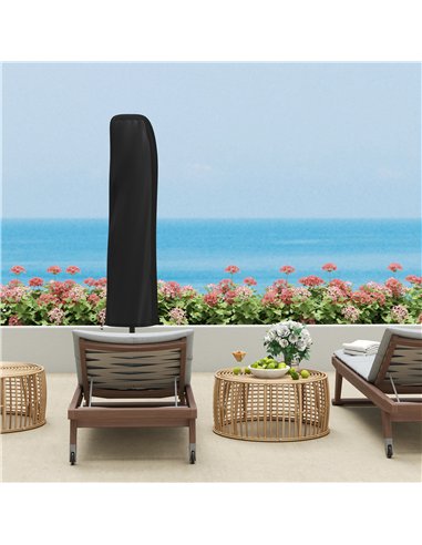 Outsunny 3(m) Garden Cantilever Parasol with Cover and Wind Protection Strap, Round Overhanging Umbrella with Crank Handle and T