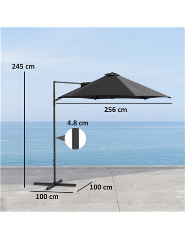 Outsunny 2.5m Rotating Cantilever Parasol - Black