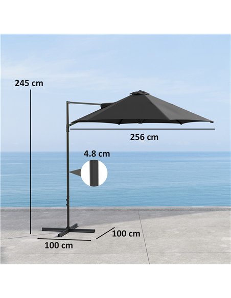 Outsunny 2.5m Rotating Cantilever Parasol - Black - pic 188808 | FastDaddyshop