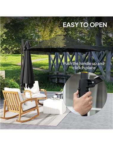 Outsunny 2.5m Rotating Cantilever Parasol - Black